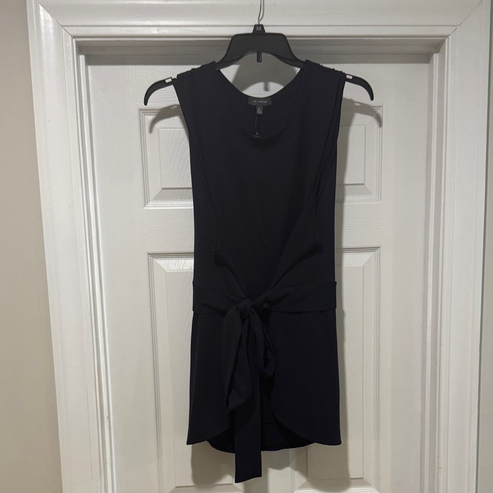 The Limited Navy Sleeveless Top w/ Tie Waist